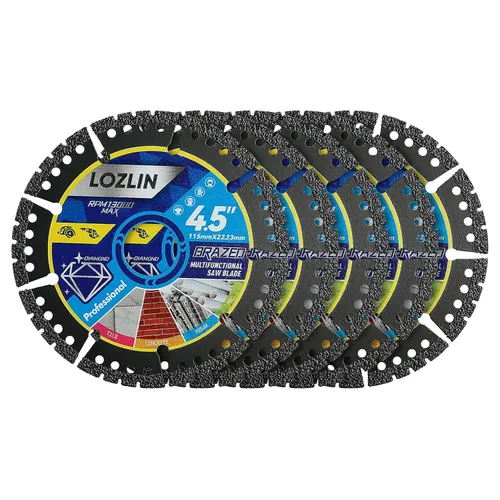 Miniatura 10 de LOZLIN Paquete de 3 Hojas de Sierra Multiusos de Diamante de 4.5" - Discos de Amoladora Angular de Servicio Pesado para Cortar