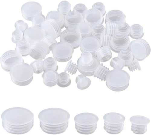 Miniatura 10 de GORGECRAFT 25 tapones para salero y pimentero blanco de 51/64 pulgadas, tapón de repuesto transparente de plástico, tapa de extremo redondo