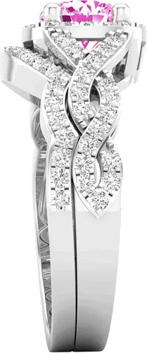 Miniatura 9 de Dazzlingrock Collection Juego de anillos de boda redondos de 0.228 in creados en laboratorio y diamantes blancos naturales para mujer