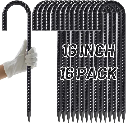 Miniatura 18 de AAGUT Juego de 8 estacas para trampolín de 16 pulgadas, kit de anclaje de amarre para trampolín de 3/8 pulgadas, resistente al viento, accesorios
