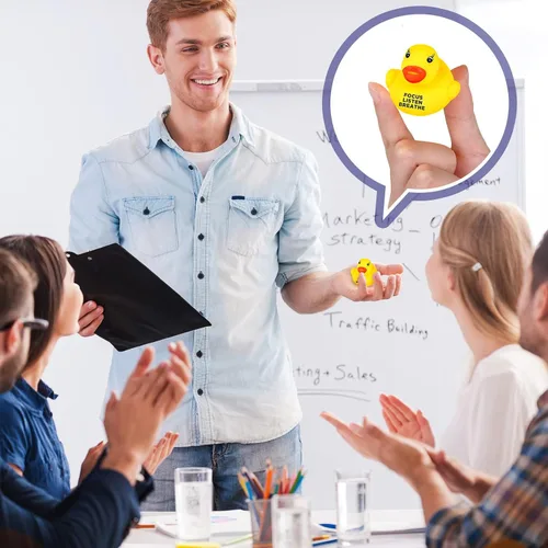 Miniatura 6 de Juego de 60 patos de goma inspiradores a granel, regalos de agradecimiento motivacionales y recuerdos de fiesta, recompensas de regreso a clases