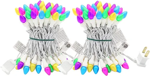 Miniatura 9 de Guirnalda de luces LED multicolor de cristal C3, 50 unidades, luz pastel de Pascua, 120 V, certificación UL, conectable, para exteriores, cable