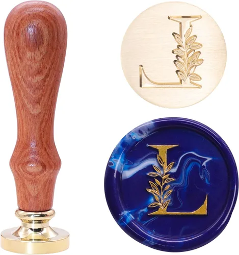 Miniatura 15 de SWANGSA Kit de Sello de Cera con Inicial del Alfabeto H, Sello de Sellado de Letras con Hojas Botánicas Elegantes Vintage con Perlas de Cera