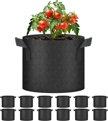 Miniatura 10 de HealSmart Paquete de 6 bolsas de cultivo no tejidas de 1 galón, macetas de tela de aireación con asas, adecuadas para frutas de jardín, verduras