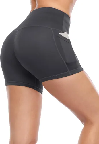 Miniatura 7 de CADMUS - Pantalones cortos deportivos de tiro alto para mujer, para yoga, acondicionamiento físico y correr, con bolsillos profundos