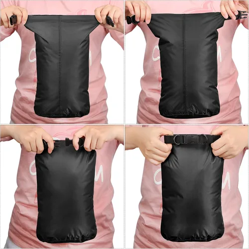 Miniatura 5 de Shappy Juego de 6 bolsas secas impermeables, ligeras, herméticas, con sacos de 20 L, 15 L, 10 L, 8 L, 5 L, 3 L y correa de hombro larga ajustable
