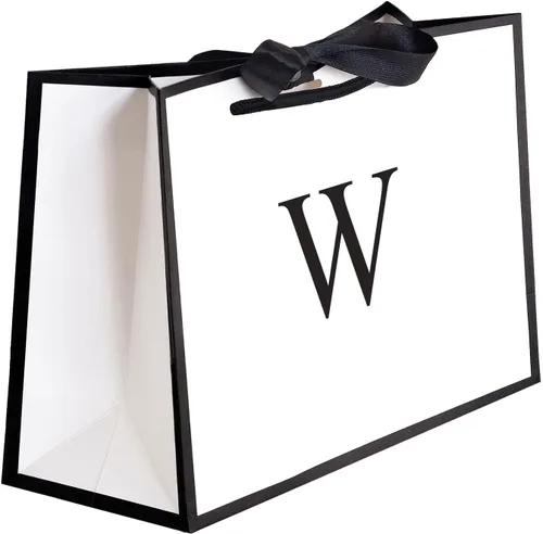 Miniatura 30 de QLSKO - Bolsa de regalo inicial con lazo de cinta, bolsa de papel horizontal personalizada, bolsa de regalo con monograma para cumpleaños