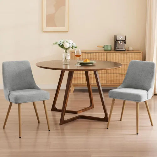 Miniatura 24 de kinmars Juego de 2 sillas de comedor tapizadas modernas con cojín de asiento grueso y respaldo curvo, silla de comedor de tela para cocina, comedor