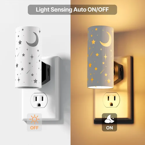 Miniatura 2 de Luces nocturnas LED enchufables a la pared, paquete de 2 luces nocturnas brillantes de 3000 K, sensor de atardecer a amanecer, regulable de 0 a 100