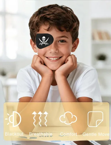 Miniatura 2 de Paquete de 20 parches para ojos de pirata para niños y adultos, sin látex, transpirables, para disfraces de Halloween y apoya la terapia