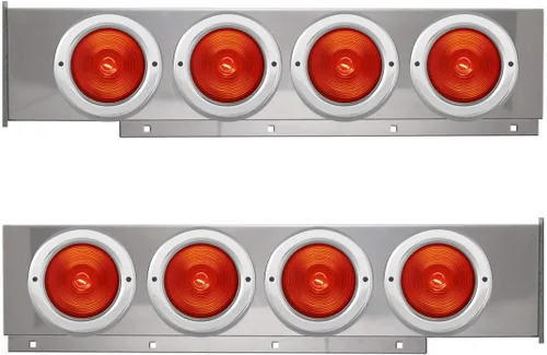GG Grand General 81132 - Colgador de acero inoxidable con luz incandescente roja de 4 pulgadas y borde de plástico Cr. sin visera, par