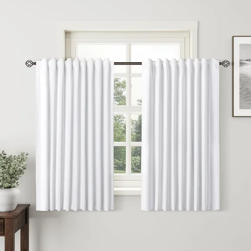 Miniatura 22 de Natural Linen 100% Blackout Curtains for Bedroom 98 Inch Length 2 Panels Set Back Tab Cream Neutral Farmhouse Living Room Darkening Curtain Track