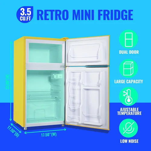 Miniatura 2 de Refrigerador de 3.5 pies cúbicos, refrigerador para dormitorio con estantes de cristal ajustables, control de temperatura de 7 niveles, adecuado