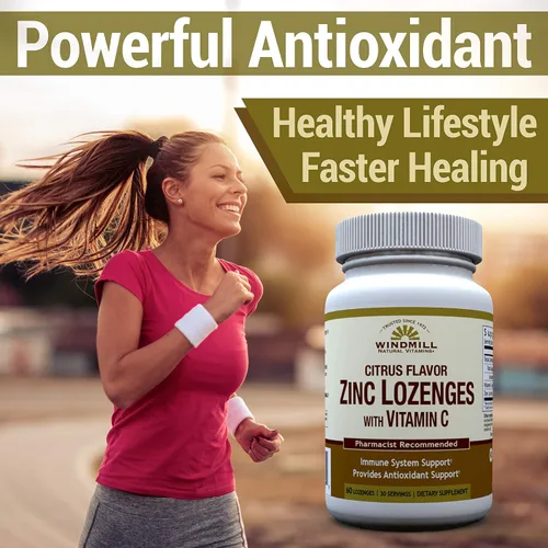 Miniatura 5 de Windmill Health Natural Vitaminas Pastillas de zinc con vitamina C, sabor a miel, limón, apoyo al sistema inmunológico, proporciona apoyo