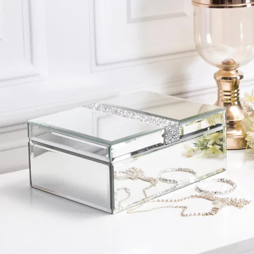 Miniatura 2 de Joyero grande de cristal con diamantes de imitación organizador de joyas caja decorativa para mujeres y niñas regalo lujoso
