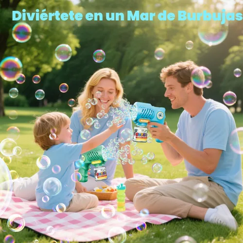 Miniatura 5 de EagleStone Juguetes para niños y niñas de 3+ años, paquete de 2 pistolas de burbujas con solución de burbujas, juguete al aire libre para niños