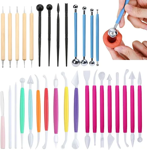 Kit de herramientas de escultura de mano para modelado de pasteles de fondant, 31 piezas para decoración de pasteles de galletas, escultura