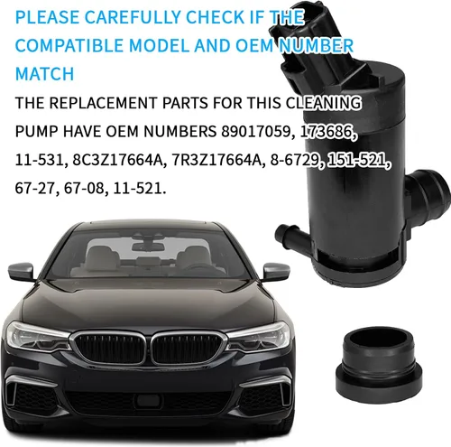 Miniatura 6 de Repuesto de bomba de limpiaparabrisas para Ford Lincoln Mazda Mercury OEM # 89017059 173686, bomba de motor de líquido para limpiaparabrisas
