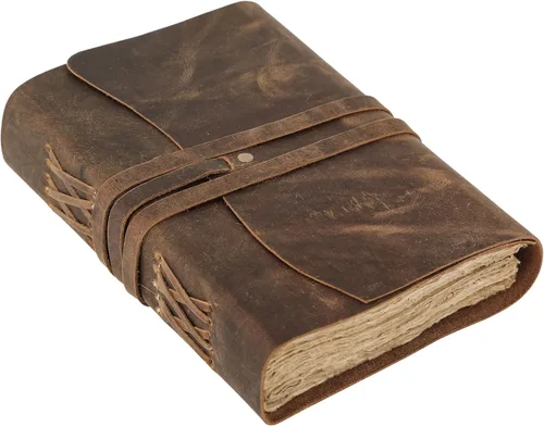 KomalC Diario de cuero hecho a mano | Cuaderno de escritura Diario | Bloc de notas diario encuadernado para hombres y mujeres, papel sin líneas,