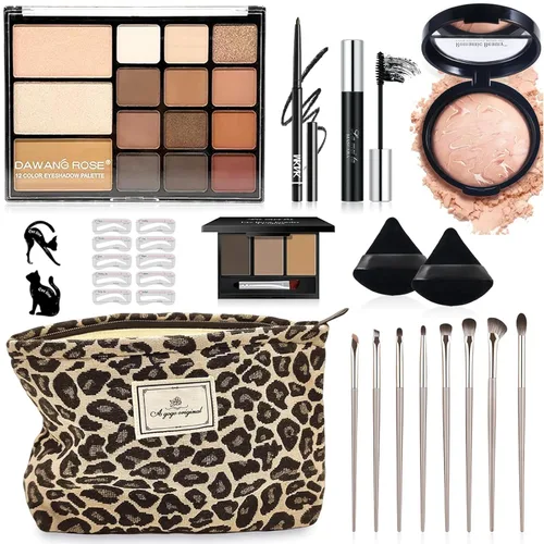 Miniatura 15 de Kit básico de maquillaje de ojos para mujeres, sombra de ojos neutra de los años 90, polvo de cejas, plantillas de cejas, guías de delineador