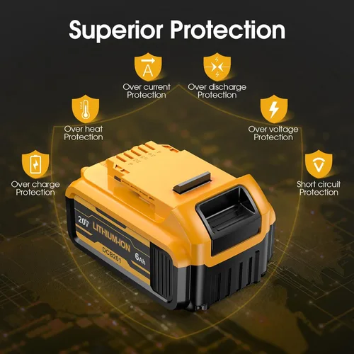 Miniatura 6 de Paquete de 2 baterías de repuesto de 20 V máx. 6.0 mAh para DE-Walt, DCB200 DCB201 batería de repuesto con estación de cargador de batería DCB201
