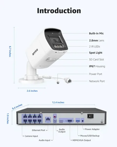 Miniatura 8 de ANNKE H1200 - Sistema de cámara de seguridad de 12MP, NVR de 8 canales H.265+ de 12MP y 4 cámaras IP de vigilancia PoE de 12 megapíxeles UHD con luz