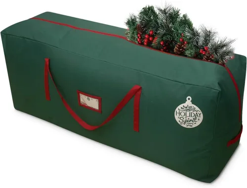 HOLIDAY SPIRIT Bolsas de lona resistentes para árbol de Navidad, bolsa de almacenamiento impermeable con asas reforzadas y doble cremallera para