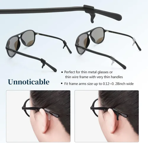 Miniatura 6 de KAJUDA 16 pares de agarraderas para las orejas, soporte antideslizante para gafas, gancho de silicona para lentes de sol, deportes, estudio