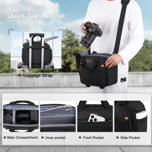 Miniatura 6 de MOSISO Bolsa para cámara para fotógrafos, bolsa de hombro para fotografía para cámaras DSLR/SLR/SLR/sin espejo, funda acolchada con orejas de trigo