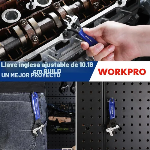Miniatura 8 de WORKPRO Llave ajustable mini de 4 pulgadas, llave de mandíbula ancha de acero Cr-V con óxido negro para tuercas pequeñas, escalas métricas y SAE