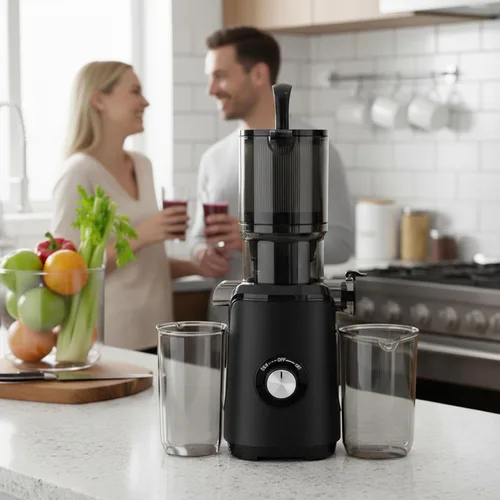 Miniatura 3 de HealSmart Exprimidor de prensa en frío, máquinas exprimidoras de masticación lenta con canal de alimentación ancho, se adapta a frutas y verduras