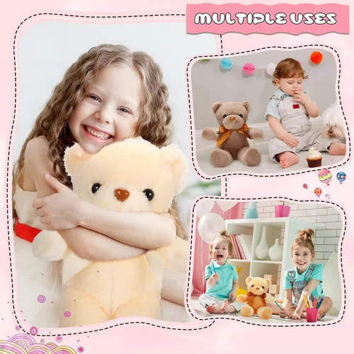 Miniatura 5 de Skylety 10 osos de peluche a granel de 12 pulgadas, osos de peluche suaves de regalo con lazo de cinta para cumpleaños, baby shower, boda