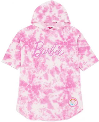 Miniatura 4 de Barbie Poncho de toalla para niñas Toalla de baño rosa con teñido anudado para niños Bata cambiadora gráfica de muñeca Acogedor traje de baño