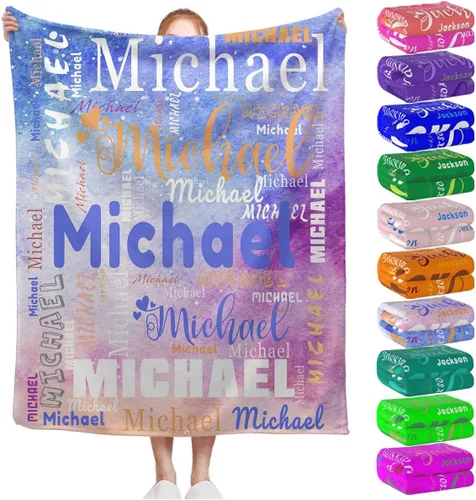 Manta personalizada con nombre para niños, niñas, niños, adultos, hombres y mujeres, mantas personalizadas con nombre, regalos personalizados para
