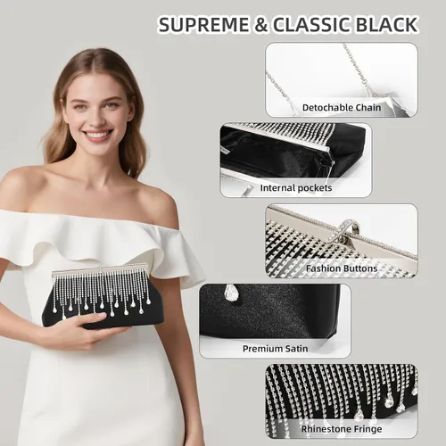 Miniatura 4 de JIAN YA NA Fashion Women Bridesmaid Lady Girl Bride Evening Clutch Bag for Prom Cocktail Party Wedding Engagement