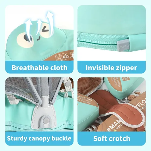Miniatura 6 de Mambobaby Flotador con Toldo y Cola Nuevo Mejorado Flotador de Piscina No Inflable para Bebé Flotador de Natación Mambo Entrenador de Natación