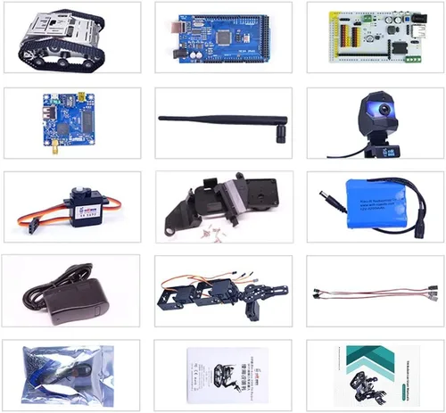 Miniatura 7 de Kit robot FPV Robot Car Kit con brazo robótico cámara HD para Mega 2560, vehículo robótico de chasis de tanque inteligente, aprendizaje inteligente