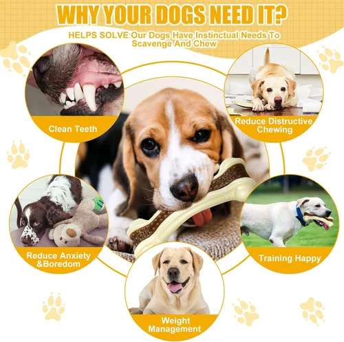 Miniatura 4 de Sosation 6 piezas de juguetes para perros para masticadores agresivos de Navidad, huesos de nailon con sabor a carne de vacuno, juguetes resistentes