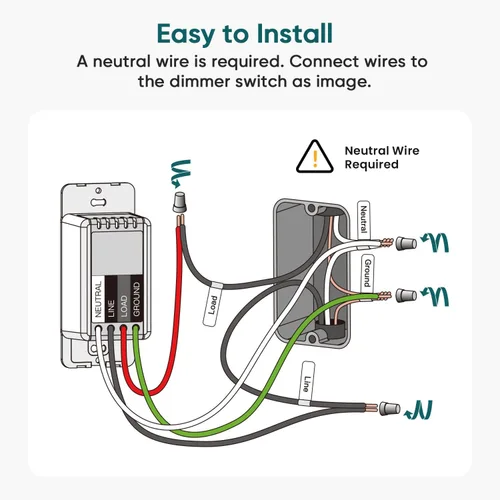 Miniatura 3 de TREATLIFE Paquete de 4 interruptores de atenuación inteligente, interruptor de luz inteligente Wi-Fi de un solo polo de 2.4 GHz, funciona con Alexa