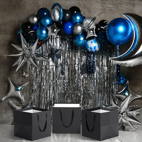 Miniatura 6 de Tenceur Paquete de 50 bolsas de regalo negras con asas de 10 x 10 x 10 pulgadas, bolsas de papel de regalo cuadradas reutilizables para regalos