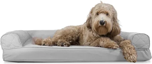 Furhaven Pet - Sillón de espuma ortopédica tipo sofá tradicional de sala, cama para perros y gatos; múltiples estilos, tamaños y colores Plata Gris