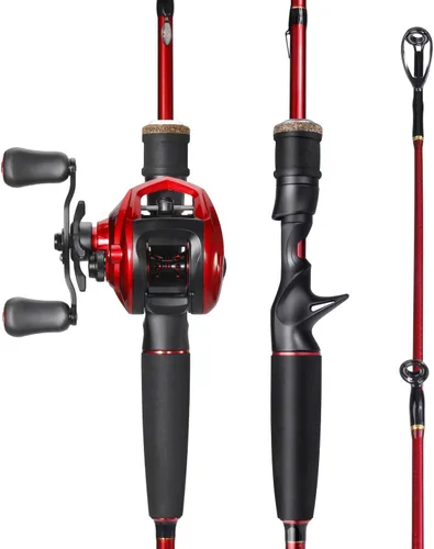 Miniatura 14 de Sougayilang Combo de caña de pescar y carrete, combo Baitcaster, caña de pescar de carbono de 5.9 pies/6.9 pies, carrete de carrete de aluminio A