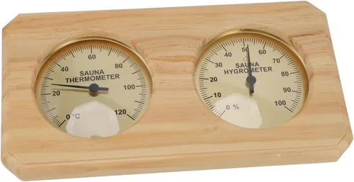 Miniatura 4 de 2 in 1 Sauna Thermometer and Hygrometer,Wooden Sauna Thermometer Hygrometer with Temperature and Humidity Measurement, Wall Mounted for Hotel Sauna