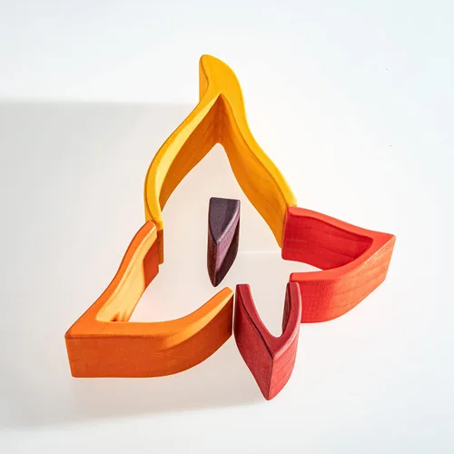 Miniatura 3 de Juguete apilable de madera de arco iris, apilador de madera con elementos de fuego, bloques apilables de varias formas, Waldorf y Montessori juguete