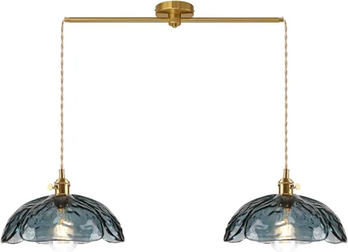 Miniatura 9 de Lámpara colgante colgante moderna de latón dorado 1 luz colgante de vidrio ámbar iluminación diseño cúpula moderna lámpara colgante para isla