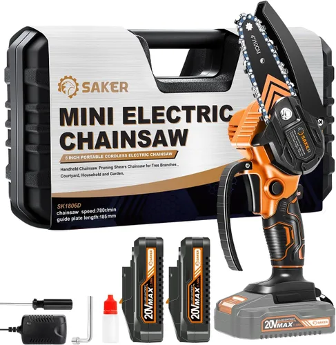 Miniatura 12 de Saker Mini Motosierra, Motosierras Eléctricas Portátiles Inalámbricas, Sierra de Cadena de Mano Tijeras de Podar Sierras de Cadena para Ramas