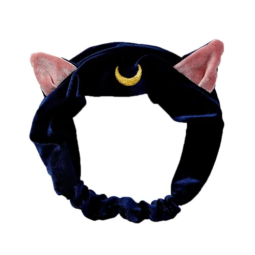 Miniatura 8 de Ziper Lindo gato Usagi Luna Cosmético Diadema de ducha Diadema (blanco)
