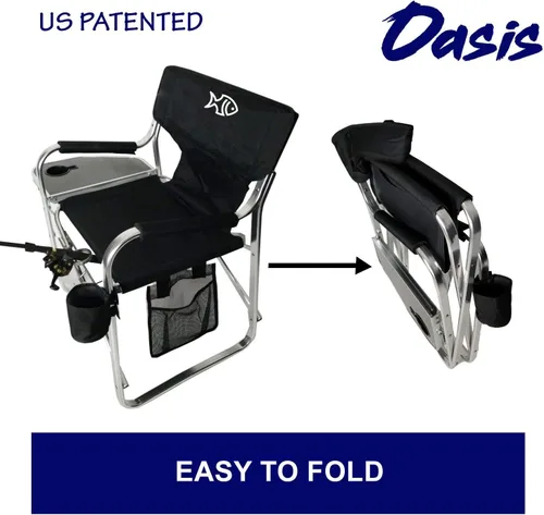Miniatura 4 de Oasis Premium Director - Silla de pesca con soporte para caña, silla plegable de aluminio