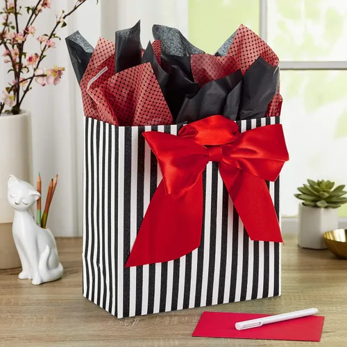 Miniatura 2 de Hallmark - Bolsa de regalo grande insignia con papel de seda (lazo rojo)