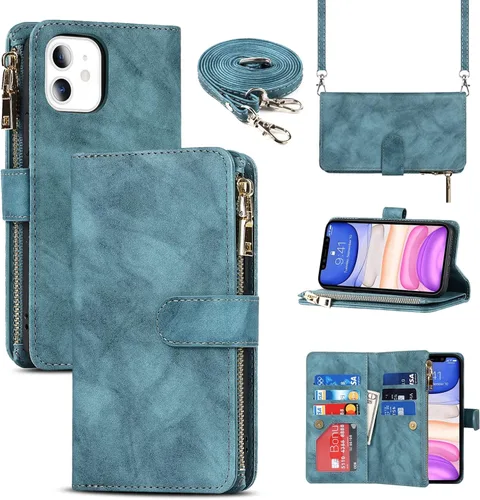 Miniatura 8 de Funda para iPhone 11 para mujer, funda para iPhone 11 con soporte para tarjetas, funda cruzada con tarjeteros y ranuras para tarjetas de crédito
